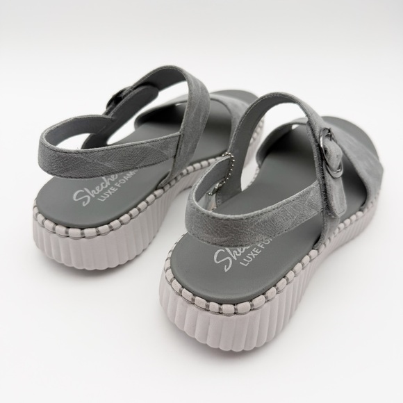 Skechers Wilshire BLVD Illusion of Love Foam Wedge Slingback Sandal Gray 11 NEW - Picture 7 of 16